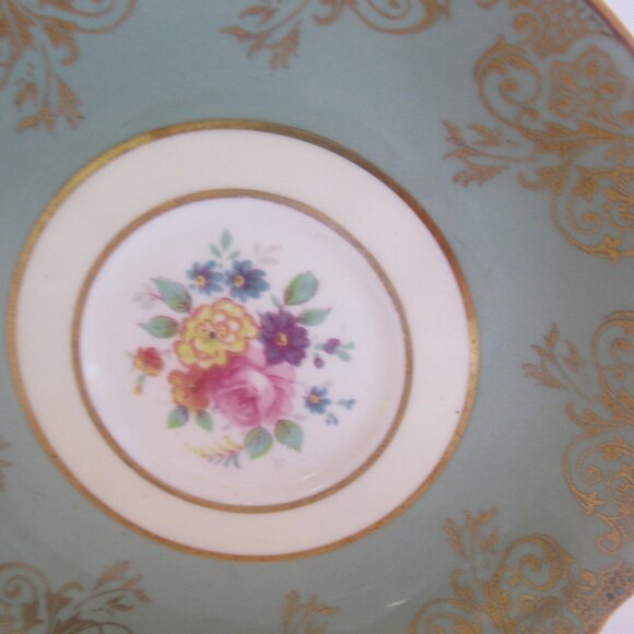 Paragon Tea Cup and Saucer, Hand Painted Summer Floral, Soft Sage Green,   I250 - Picture 4 of 9